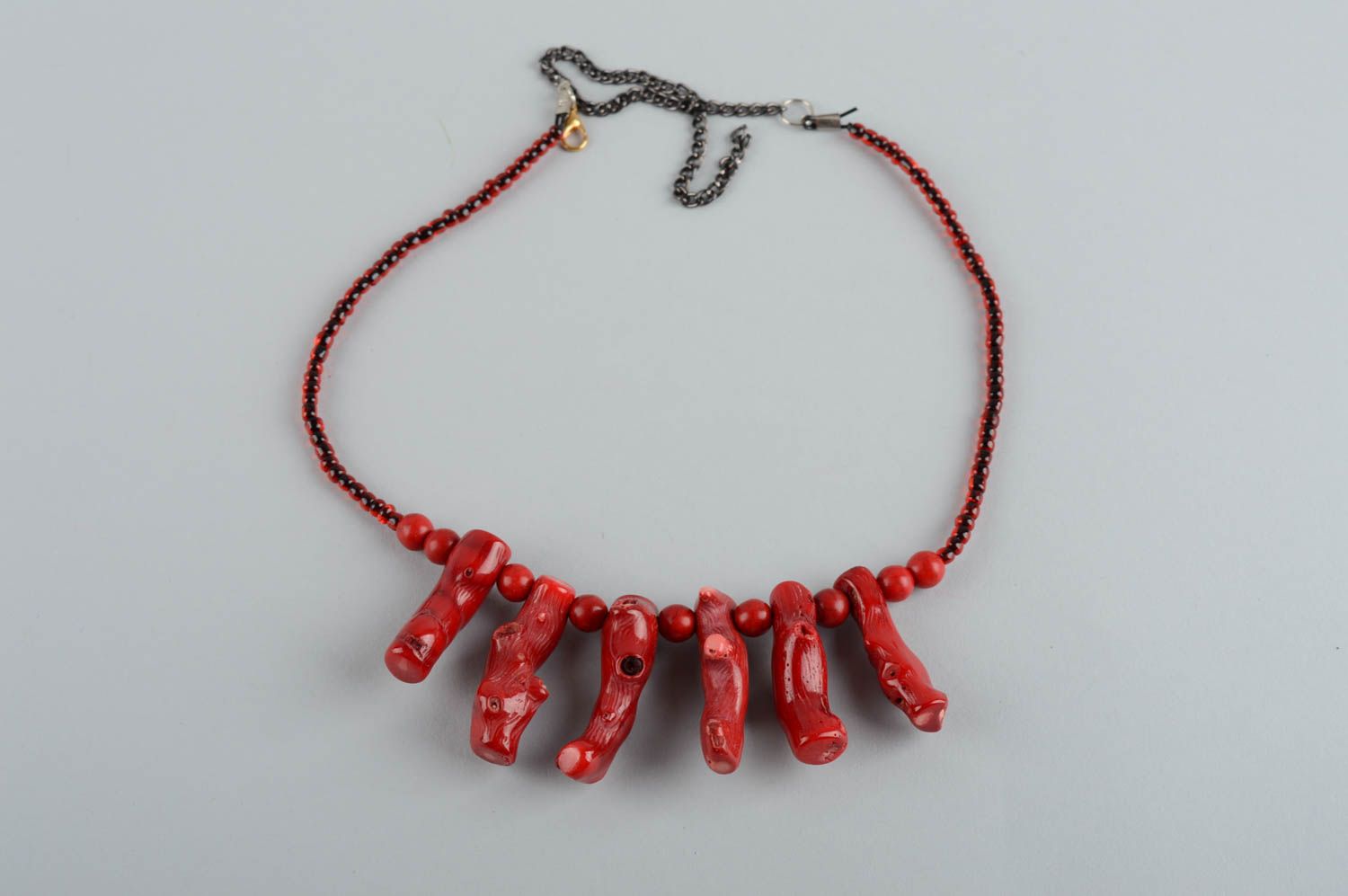 Collier corail Bijoux fait main rouge original Cadeau femme de créateur photo 2