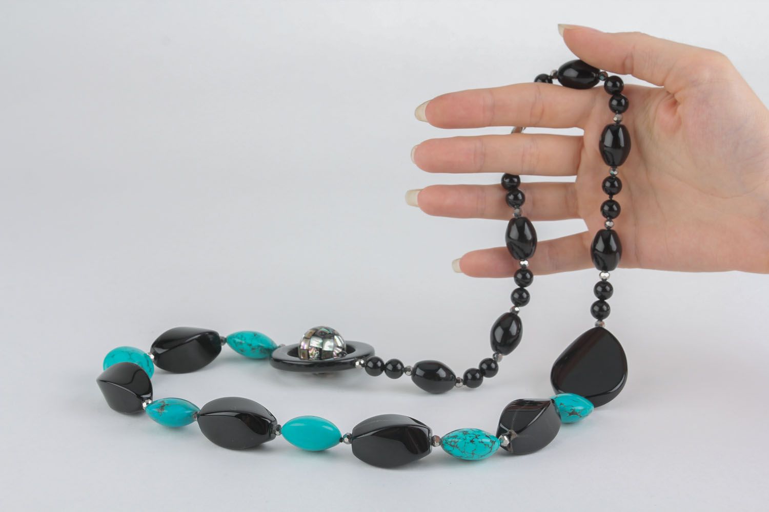 Necklace with agate and turquoise photo 5