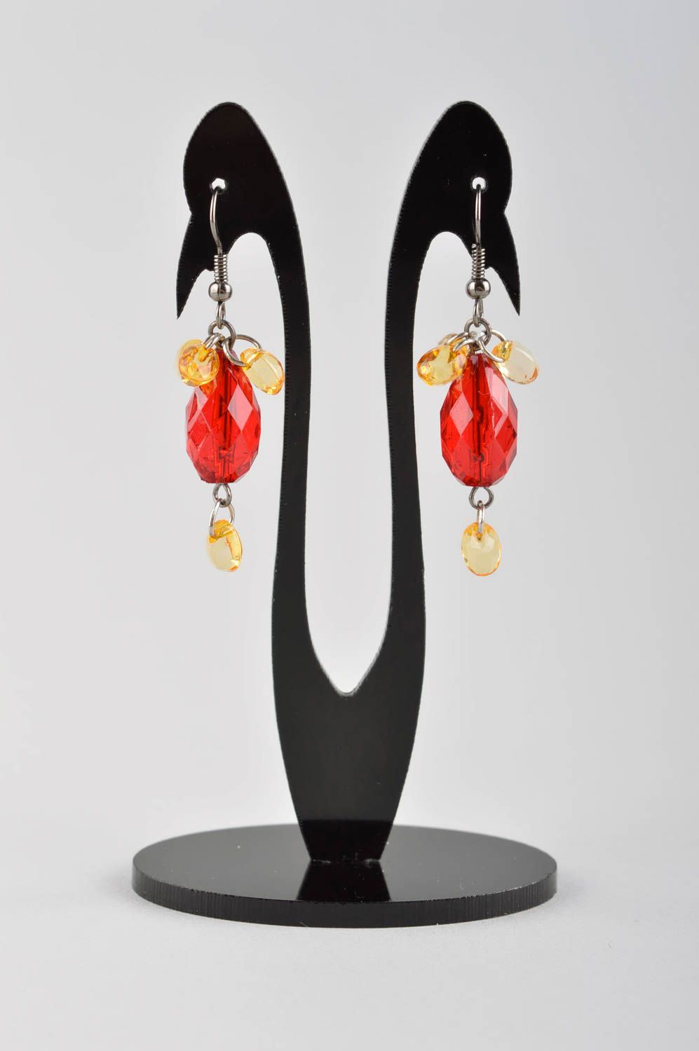 Серьги ручной работы модные серьги с красными кристаллами авторская бижутерия фото 2
