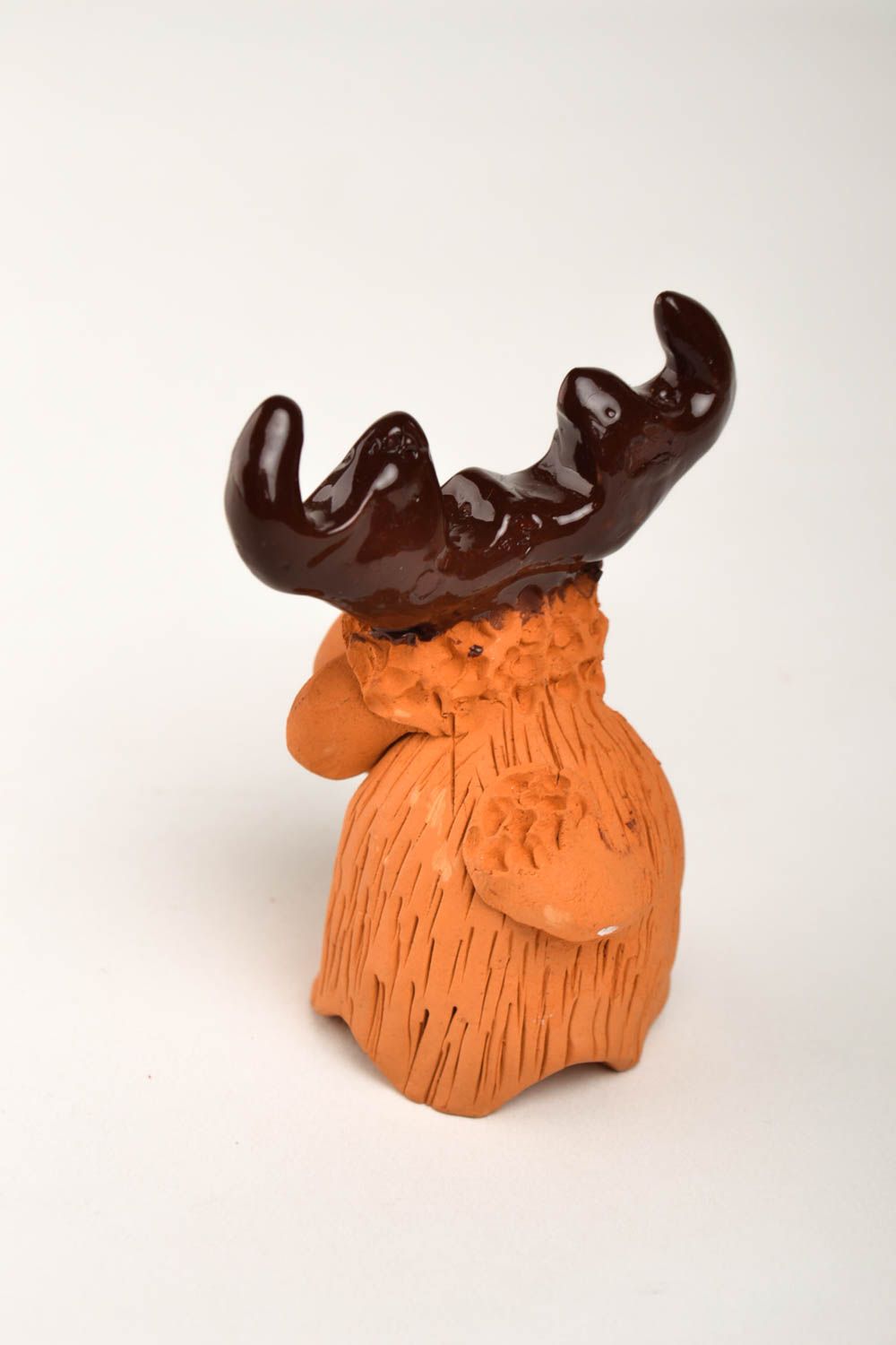 Figurine cerf faite main Statuette céramique peinte marron Décoration maison photo 4