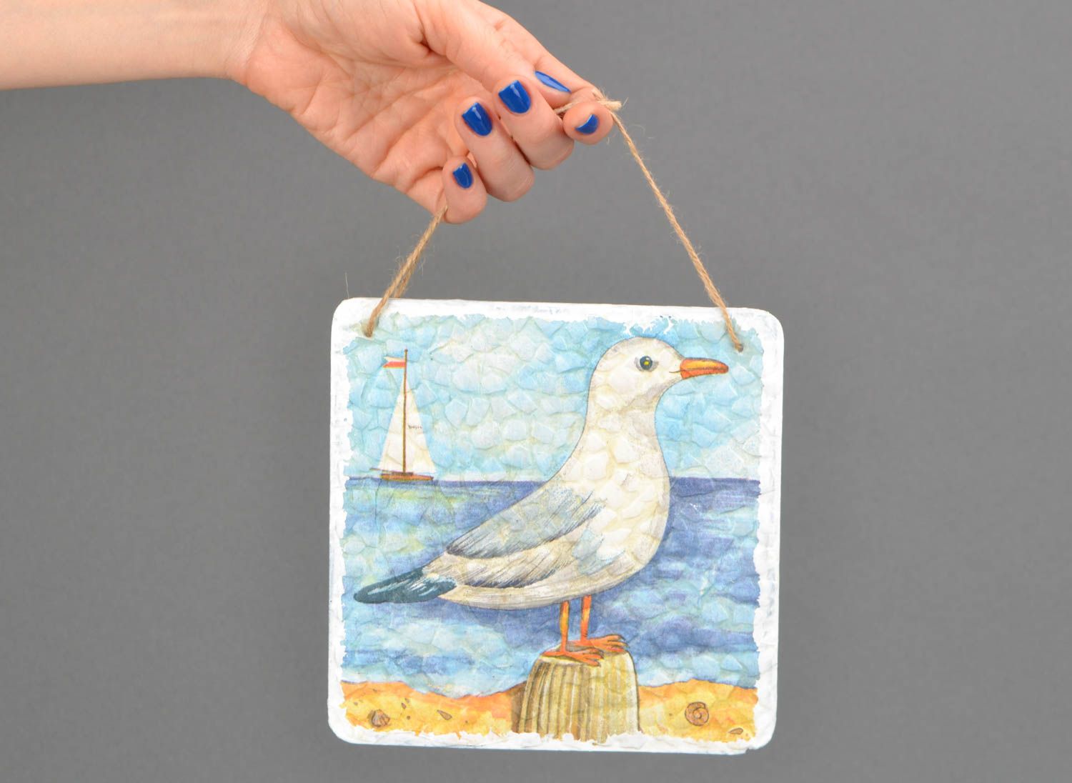 Small decoupage panel with the image of seagull photo 2