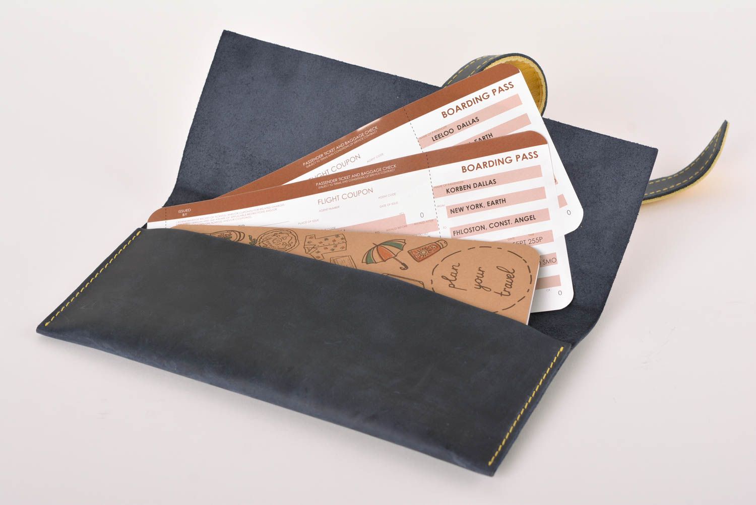 Beautiful handmade travel organizer ticket holder leather card holder ideas photo 2