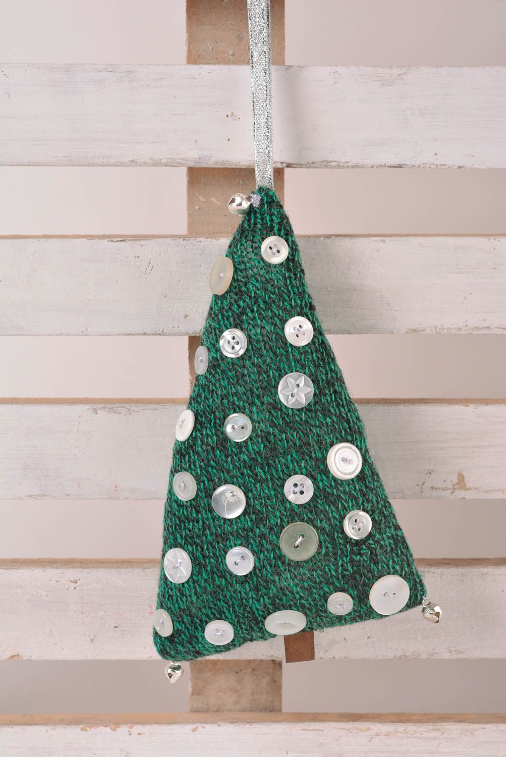 Décoration à suspendre faite main Sapin tissu vert original Décoration Noël photo 1