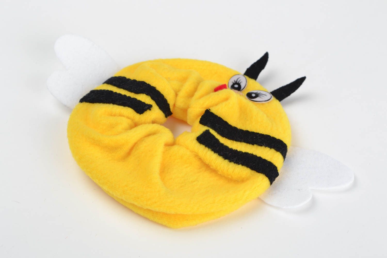 Мягкая игрушка на объектив для фотографов флисовая желтая пчела ручной работы фото 3
