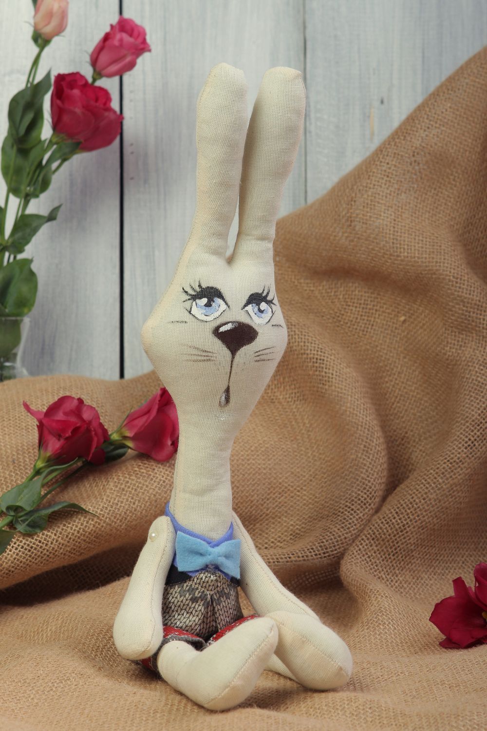 Designer textile toy handmade lovely bunny unusual beautiful accessories photo 1