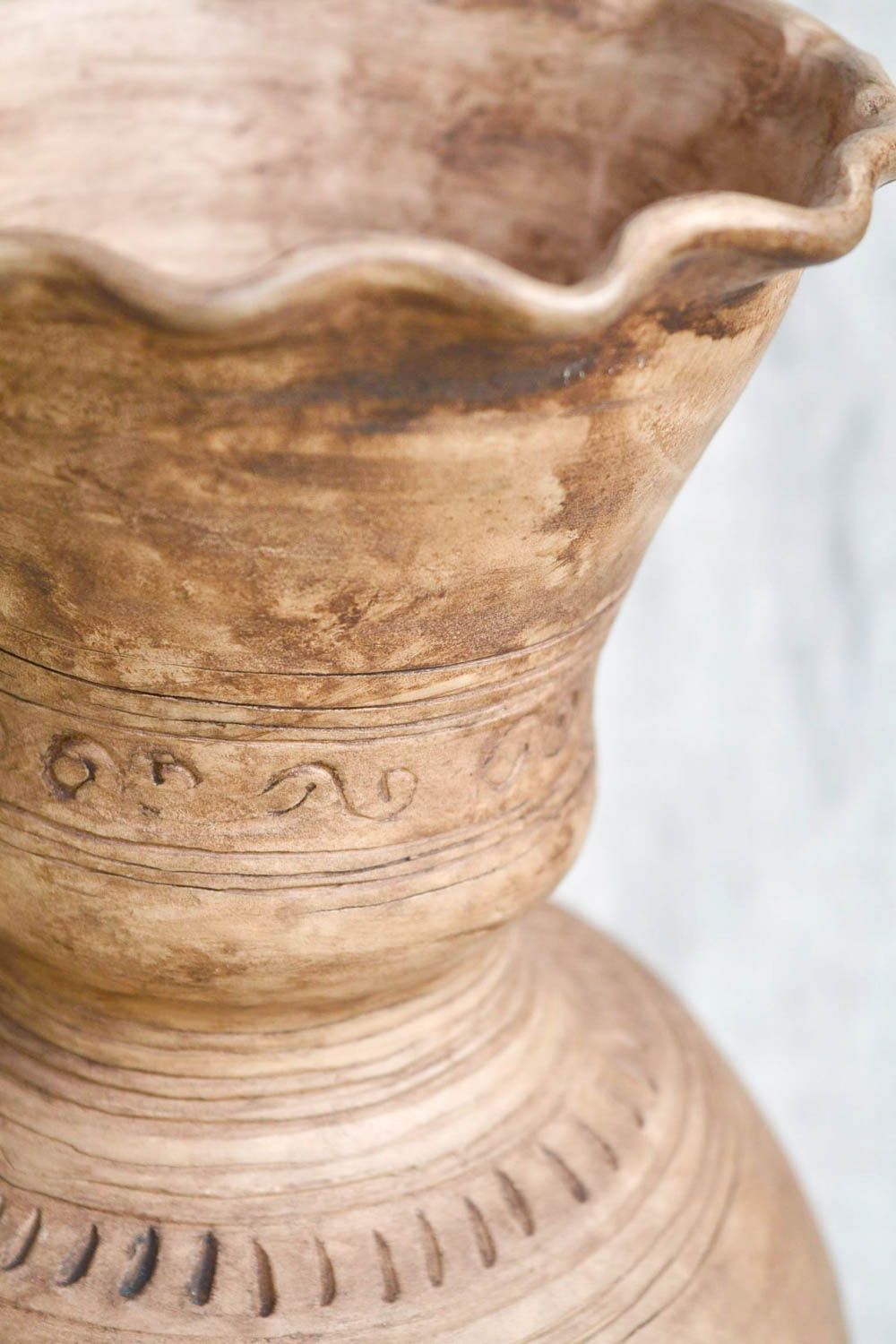 Large ceramic handmade flower 100 oz vase 10, 3 lb photo 3