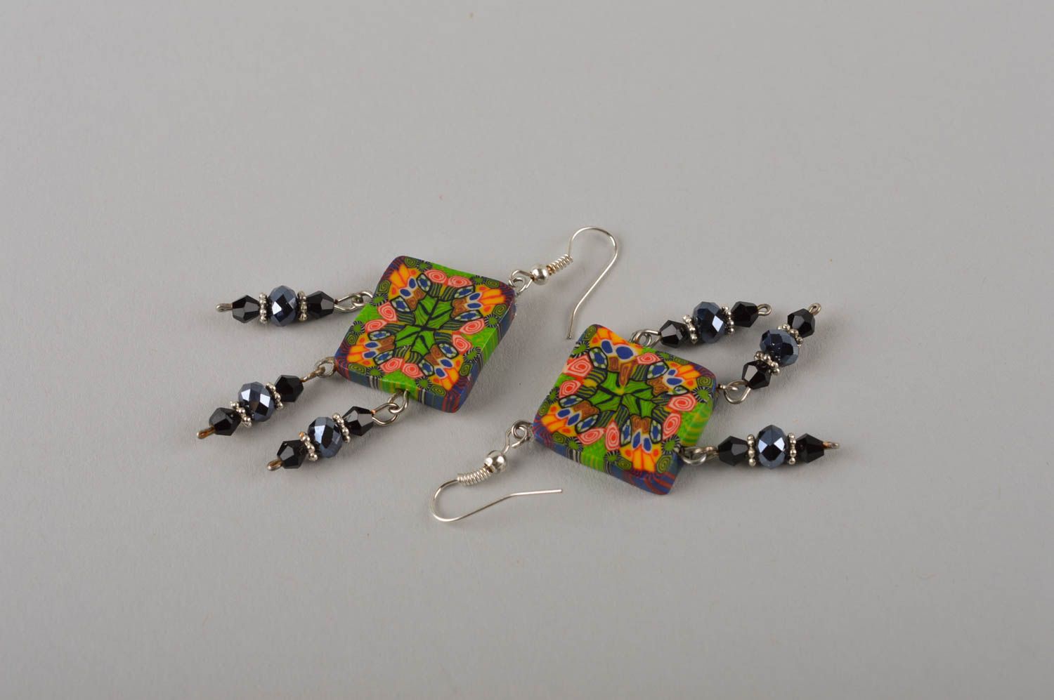 Handmade ceramic jewelry stylish designer earrings elegant earrings gift photo 4