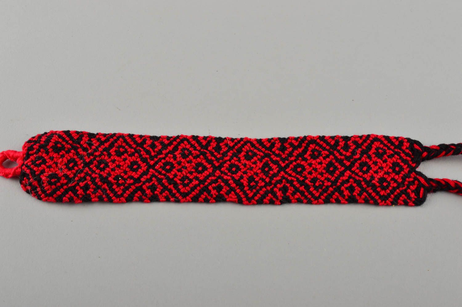 Handmade Armband Frauen schwarz rotes Stoff Armband Geschenk für Frau schön foto 2