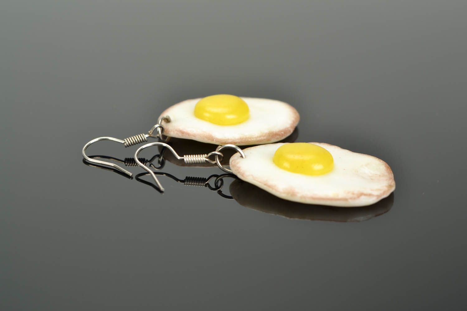 Polymer clay earrings Fried Eggs photo 1