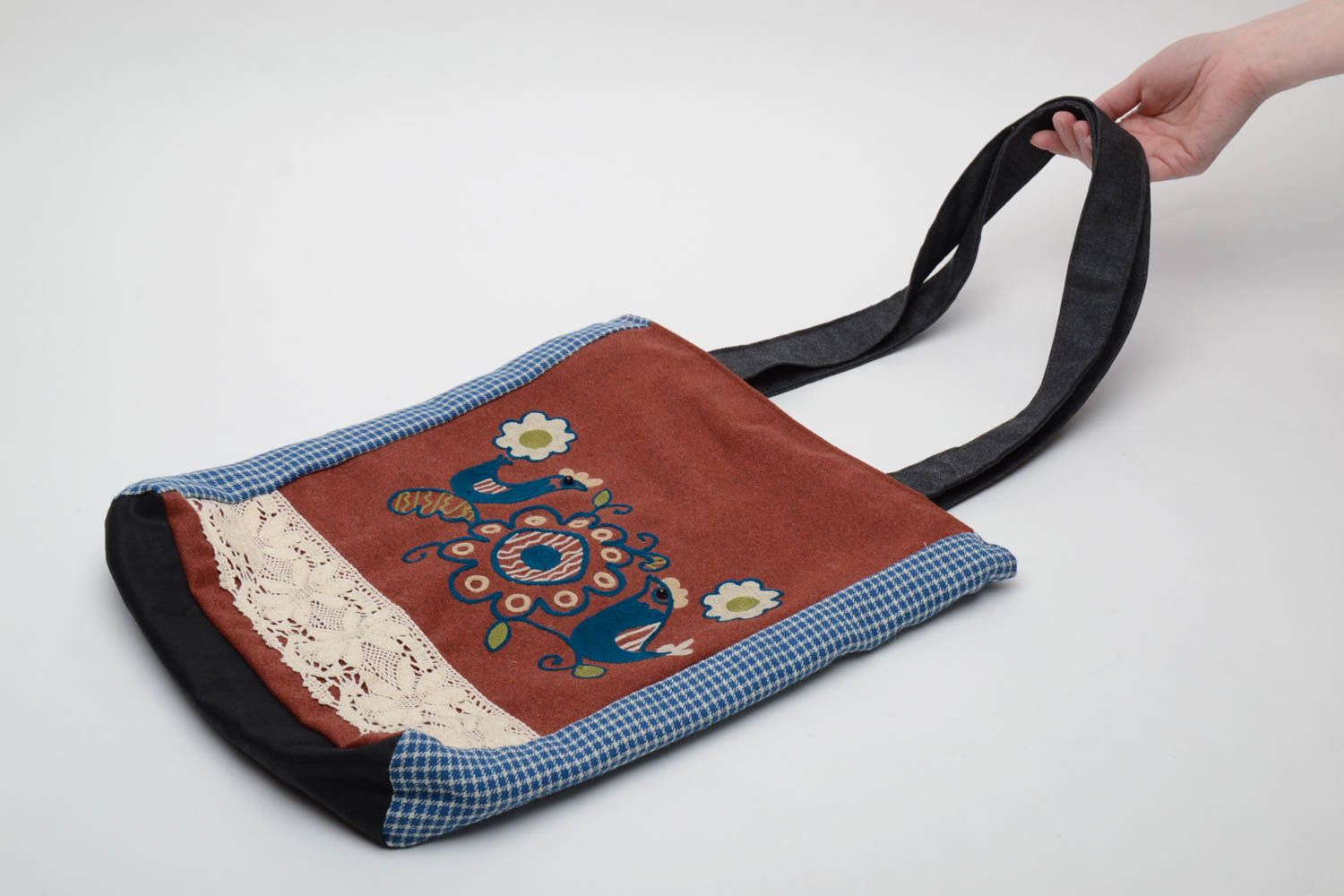 Women's fabric bag with embroidery photo 5