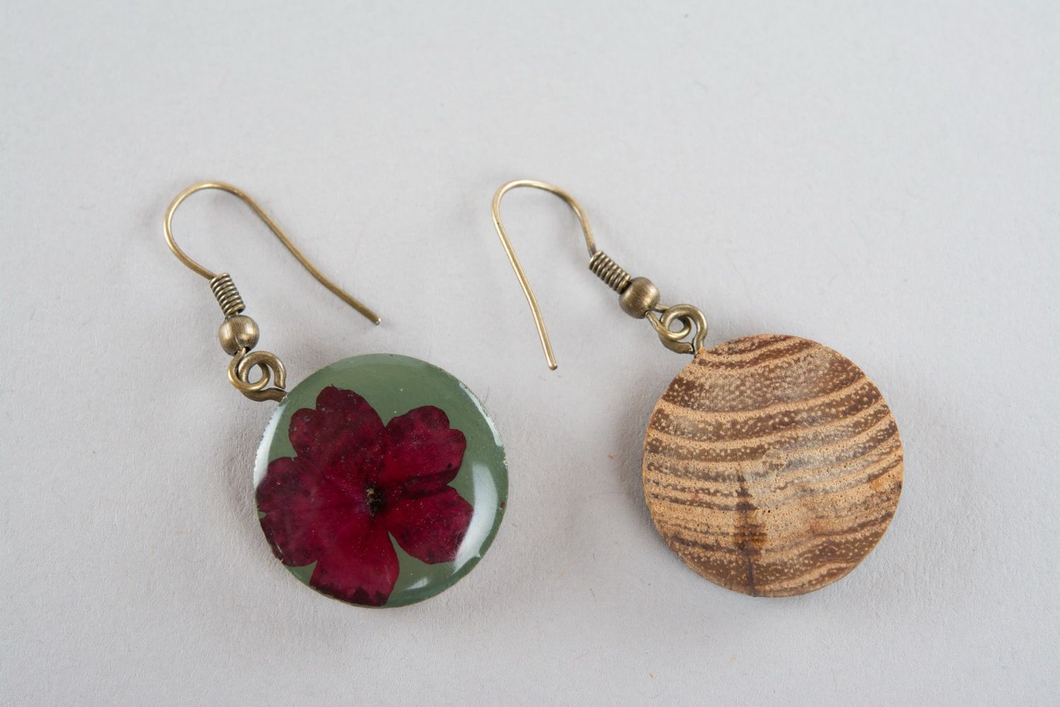 Earrings with real flowers Verbena photo 1