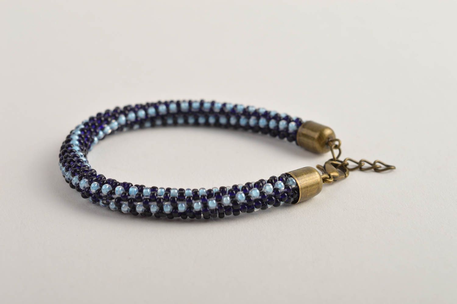 Black and blue beads cord adjustable bracelet for girls photo 3