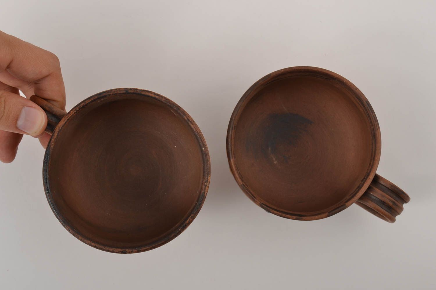 Tazas de cerámica hechas a mano de arcilla utensilios de cocina regalo original foto 3