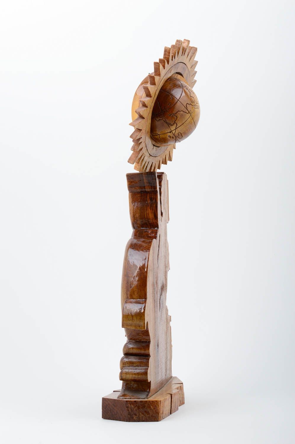 Декор для дома настольные часы ручной работы деревянные часы Мальчик с дельфином фото 3