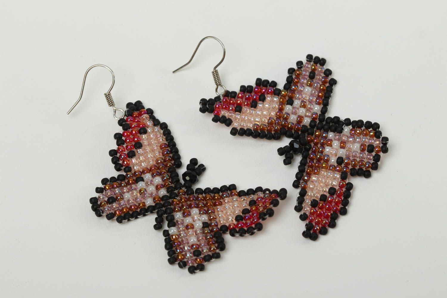 Серьги ручной работы модные серьги большие бабочки красивые серьги из бисера фото 2
