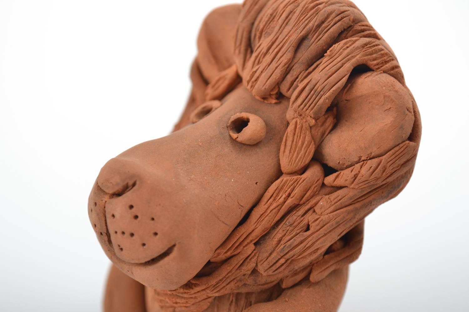 Handmade Dekofigur Löwe Keramik Deko Figur aus Ton wunderschön braun foto 2