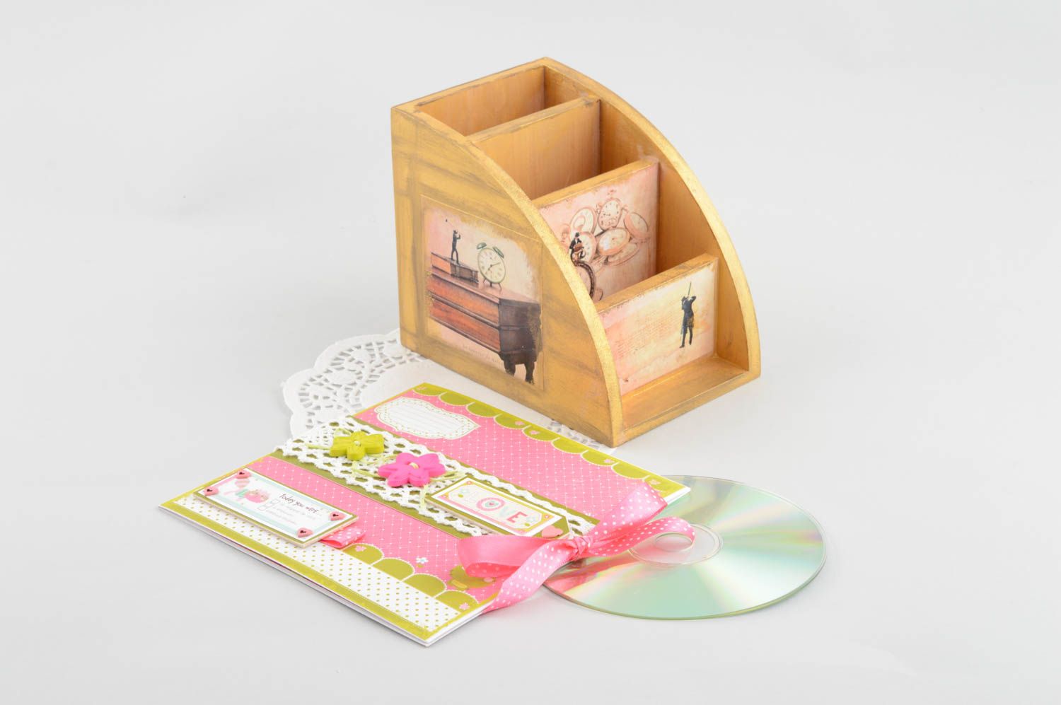 Handmade CD Hülle aus Papier kreatives Geschenk schöne Verpackung rosa foto 1