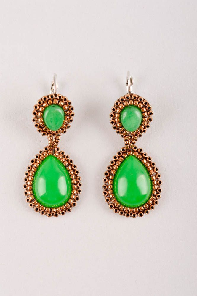 Handmade Ohrringe ausgefallener Ohrschmuck Ohrringe für Damen modisch grün foto 3