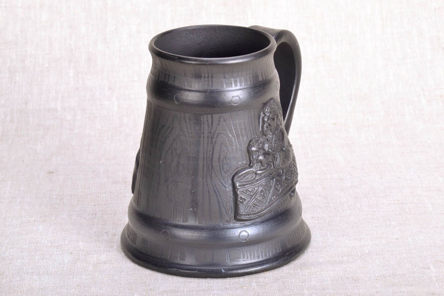 Caneca de cerveja de cerâmica de fumaça preta Cossaco foto 4
