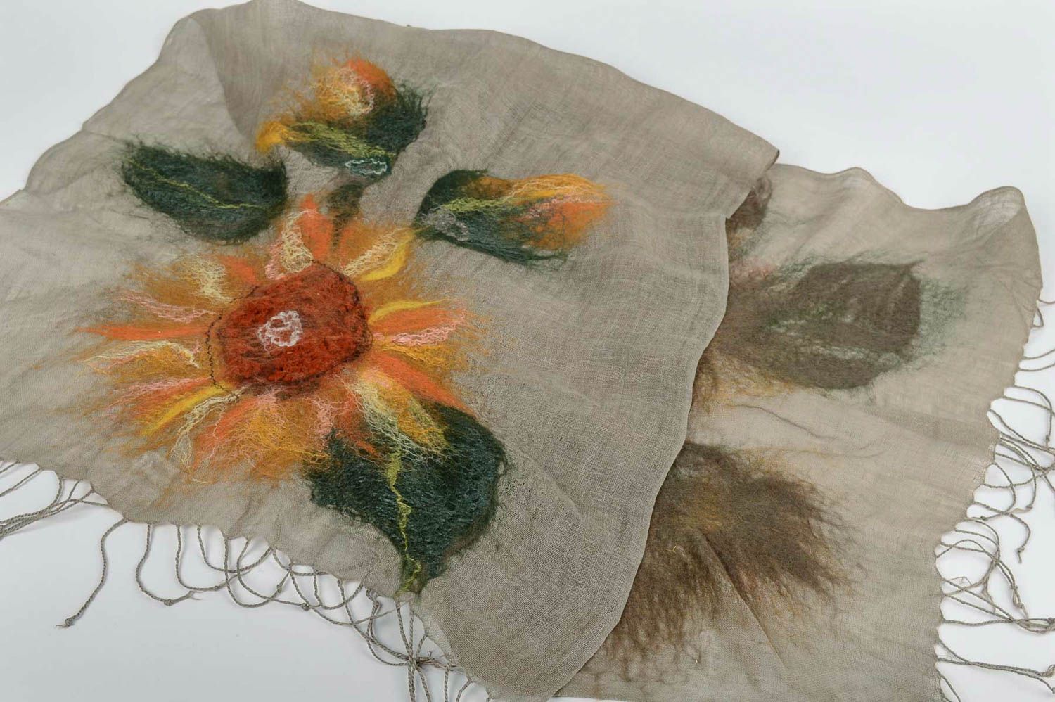 Bufanda artesanal tejida a mano de lino y seda chal moderno regalo original foto 3