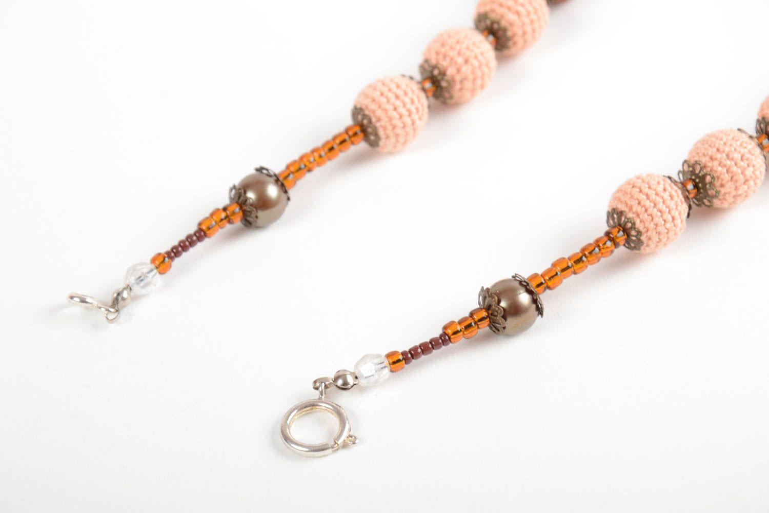 Damen Collier handmade Modeschmuck Halskette Accessoires für Frauen braun beige foto 5