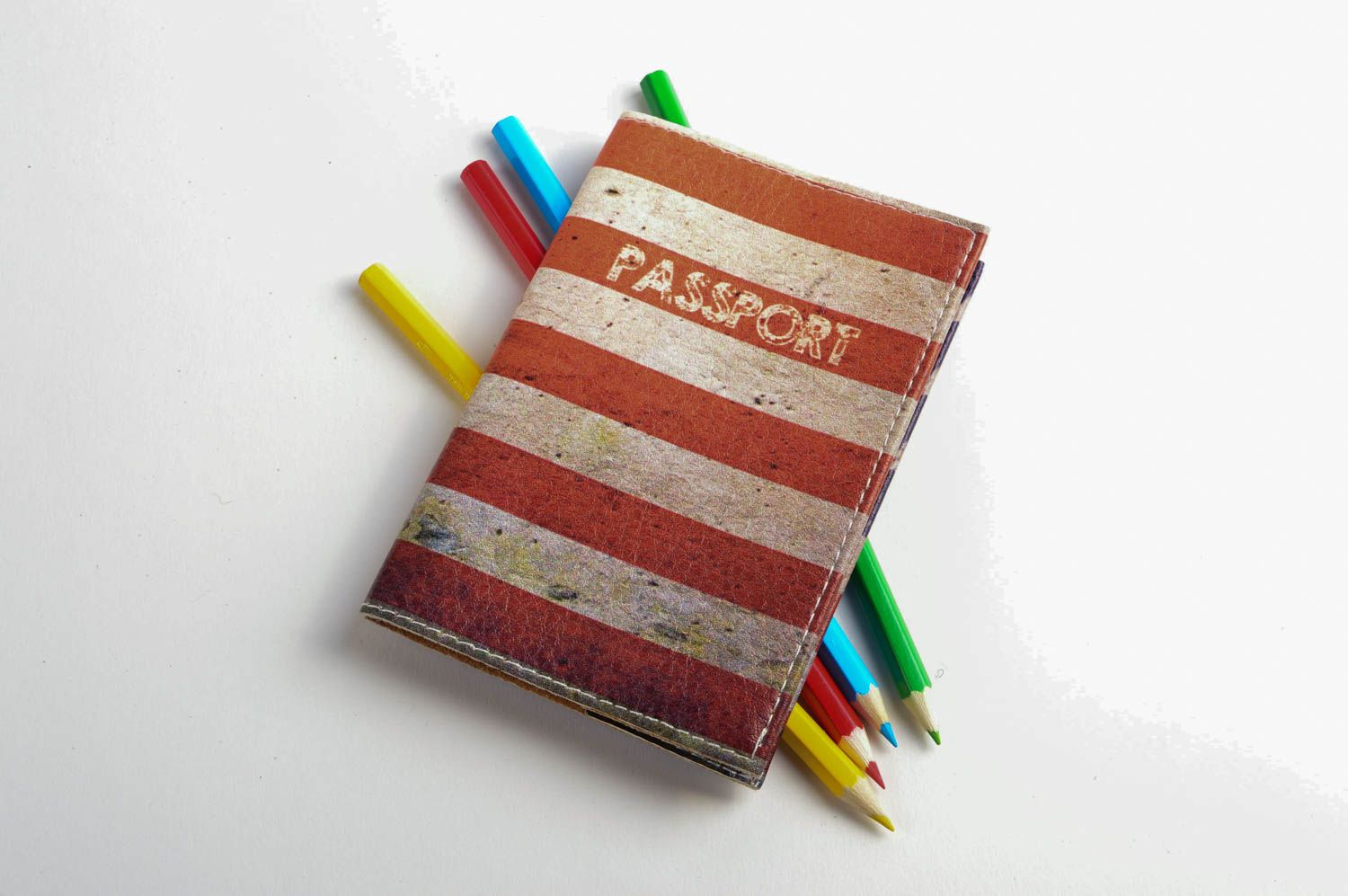 Обложка на паспорт ручной работы необычный подарок кожаный аксессуар Америка фото 3