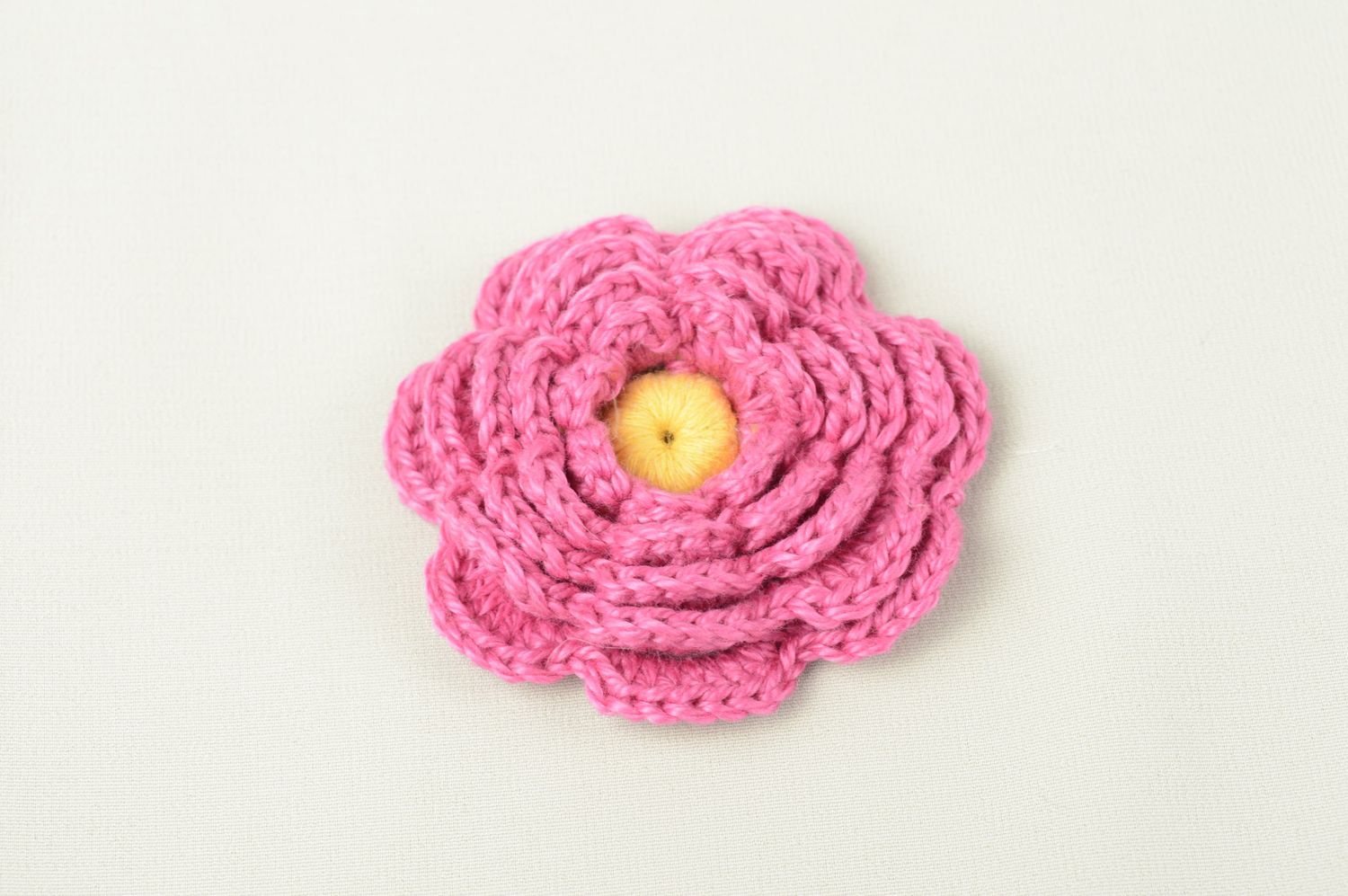 Fleur tricot fait main Fourniture bijoux rose en fils de coton Loisirs créatifs photo 1
