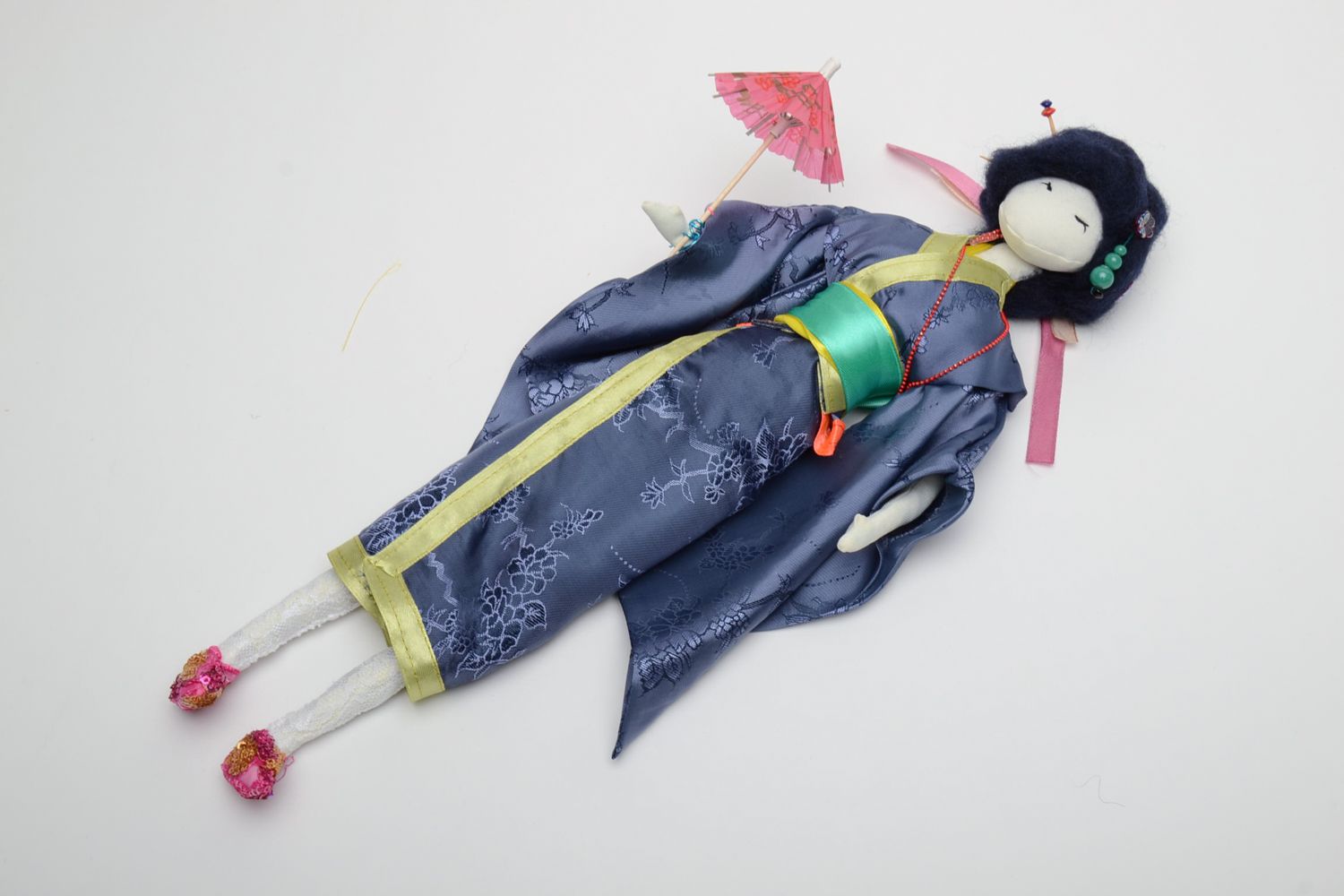 Авторская кукла из ткани японская гейша  фото 2