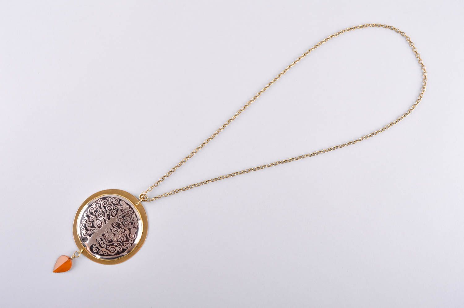 Designer pendant unusual gift for women metal accessory brass jewelry  photo 4