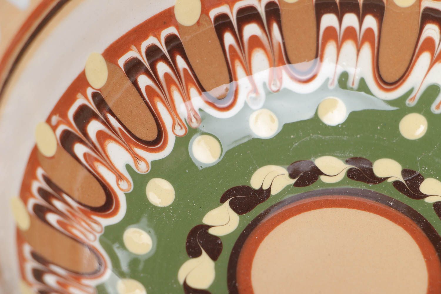 Handmade ceramic deep bowl painted with glaze 350 ml photo 4