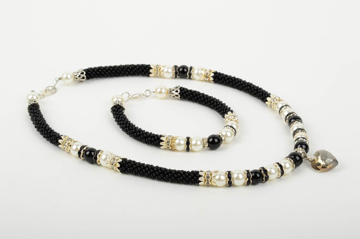 Beaded cord necklace beaded bracelet stylish evening jewelry fashion jewelry photo 2