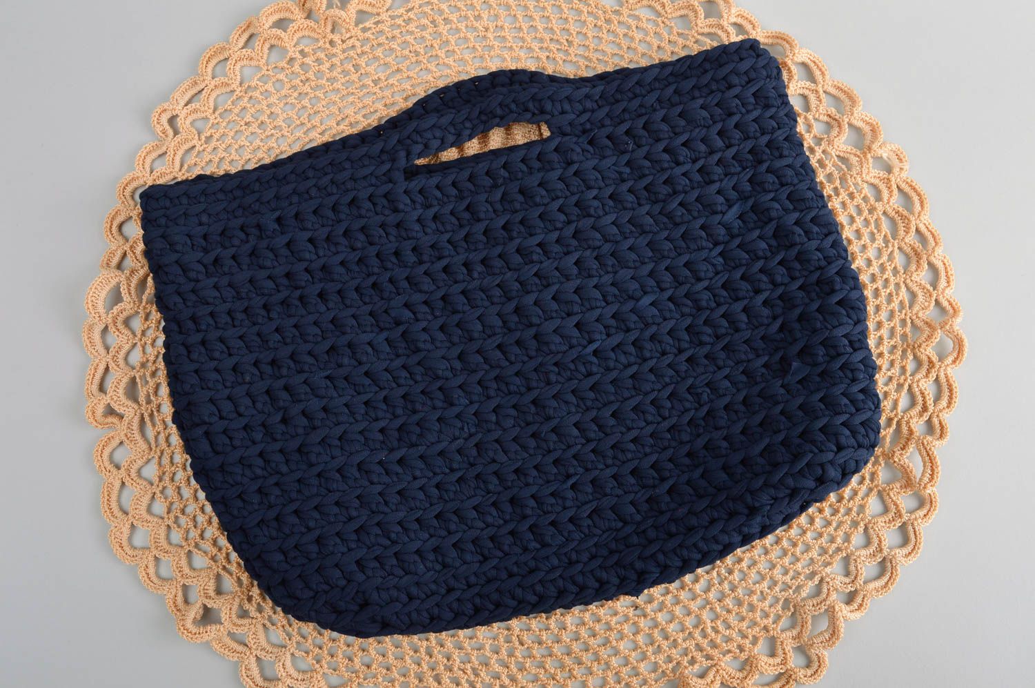 Женская сумка синяя модная сумка ручной работы красивая сумка вязаная стильная фото 1