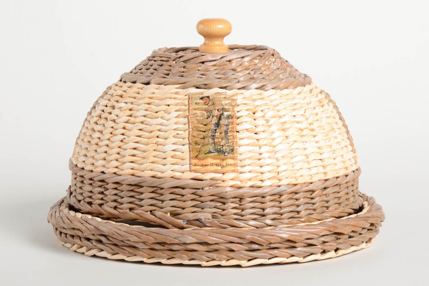 Unusual handmade woven paper breadbox newspaper basket modern interiors photo 5