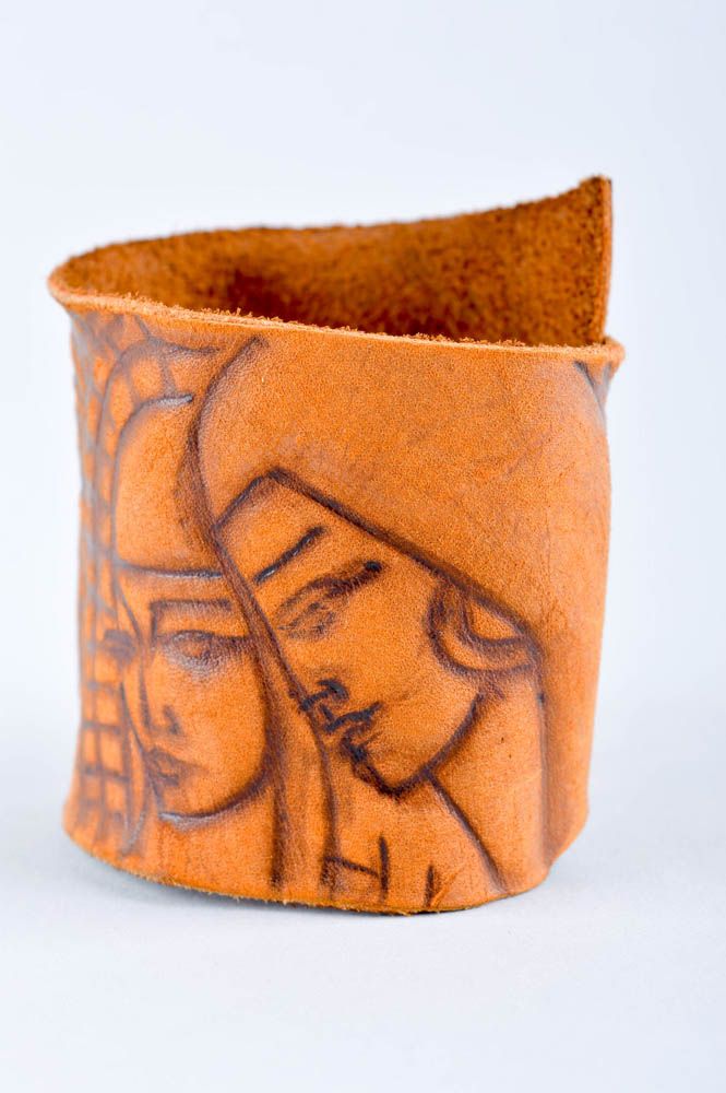Pulsera de cuero hecha a mano con dibujo accesorio para mujer regalo original foto 2