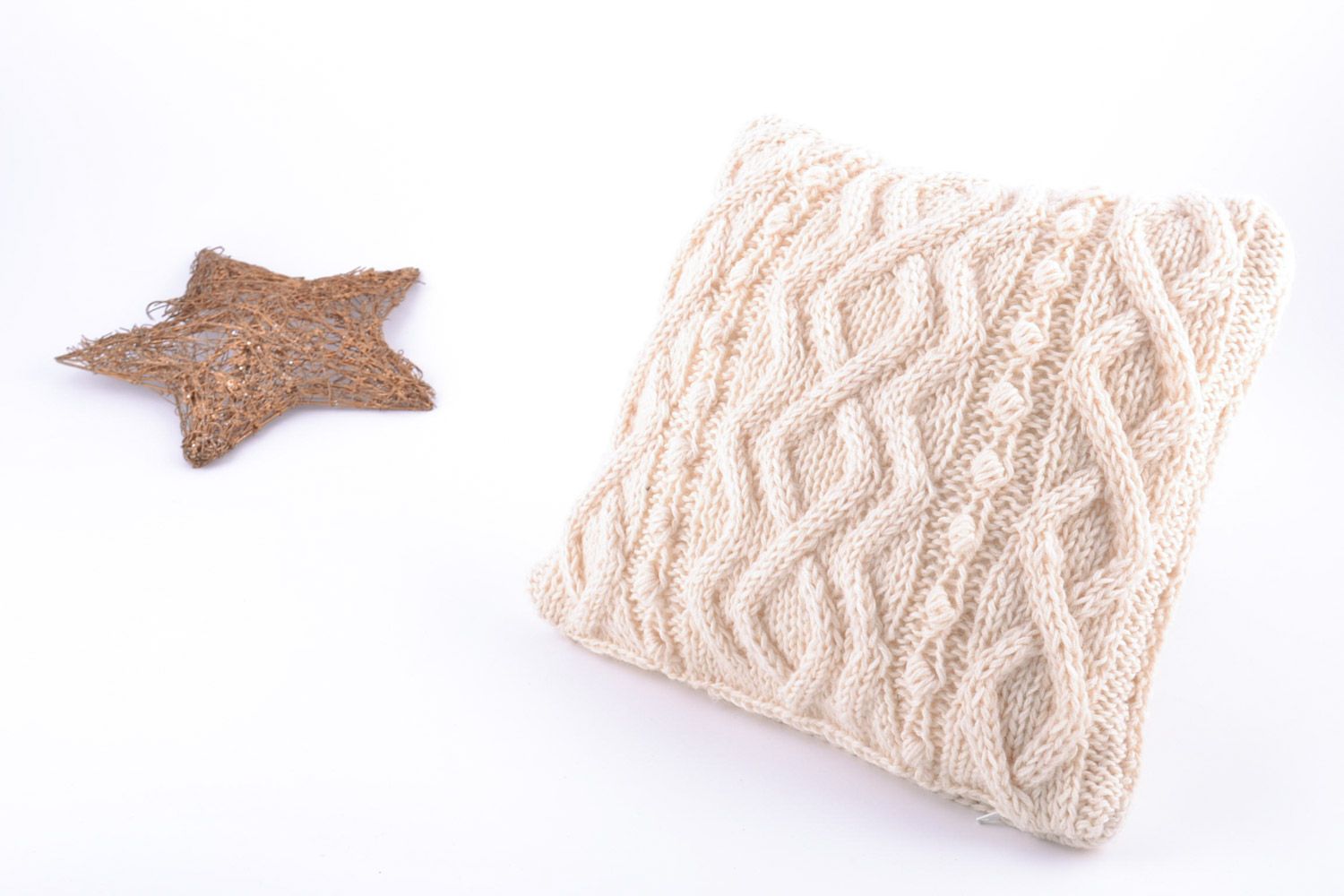 Funda para almohada tejida a crochet original pequeña hecha a mano para interior foto 1