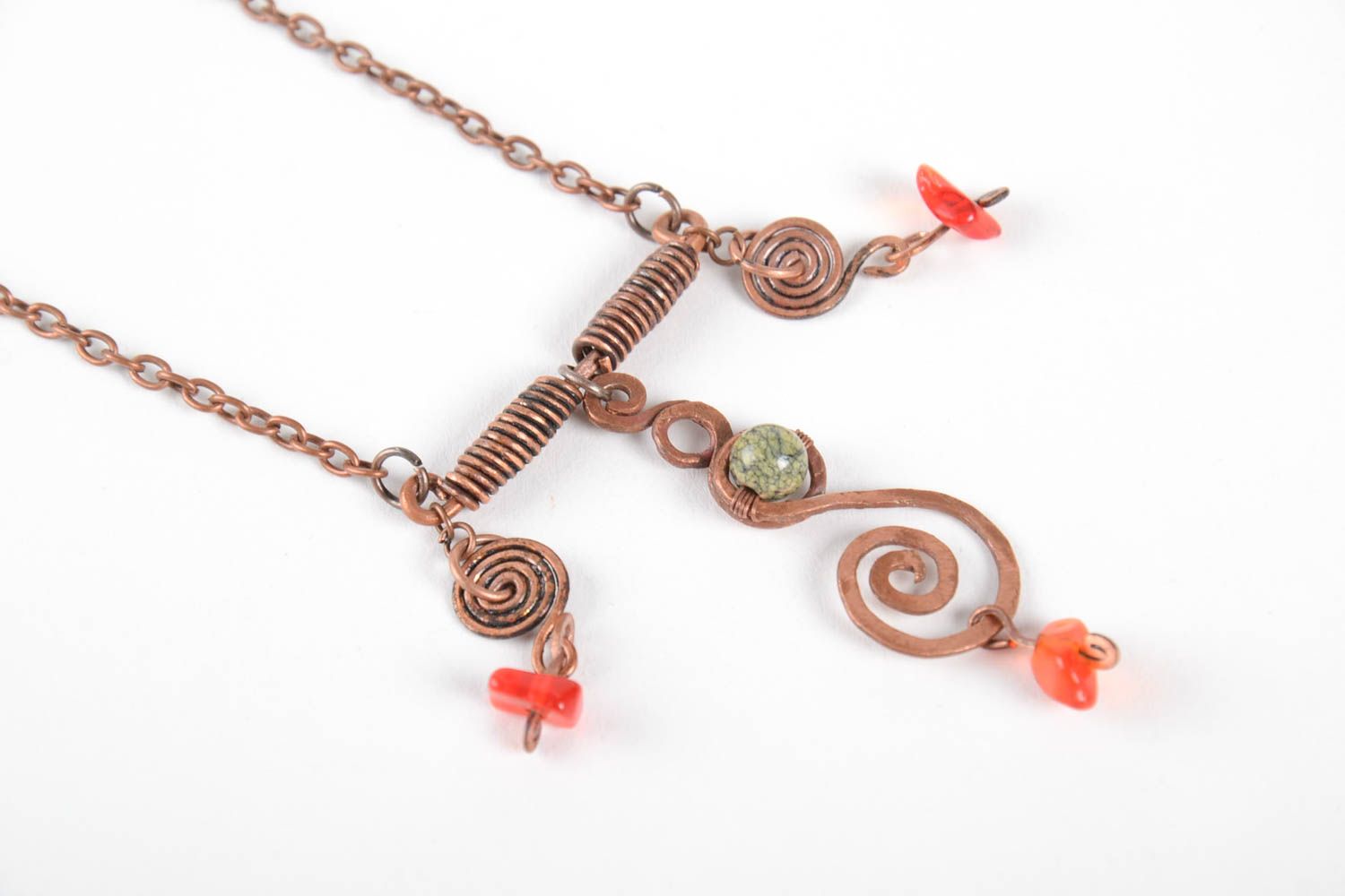 Handmade designer pendant natural stone pendant copper jewelry copper pendant photo 3