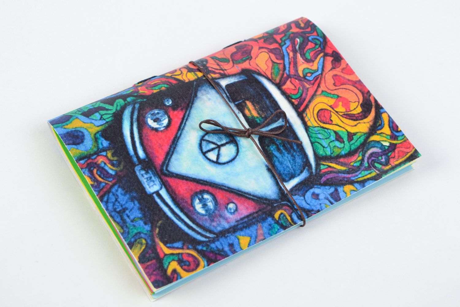 Carnet de notes 48 pages multicolores avec couverture en carton fait main Hippie photo 1