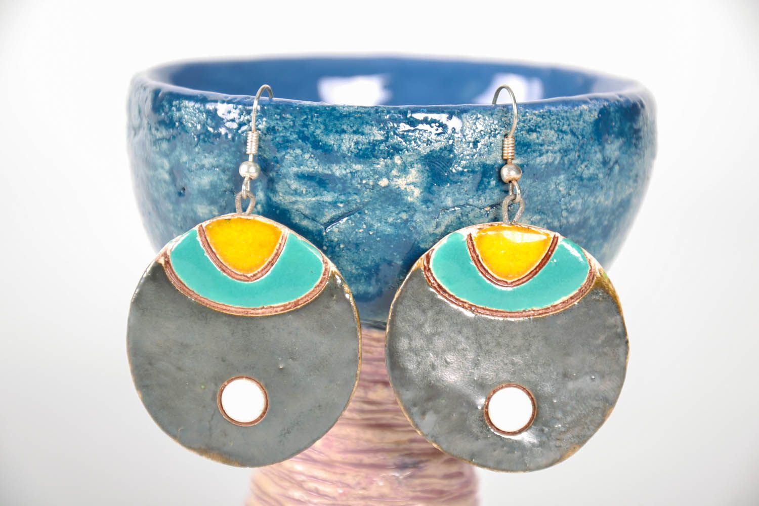 Bright ceramic earrings photo 1