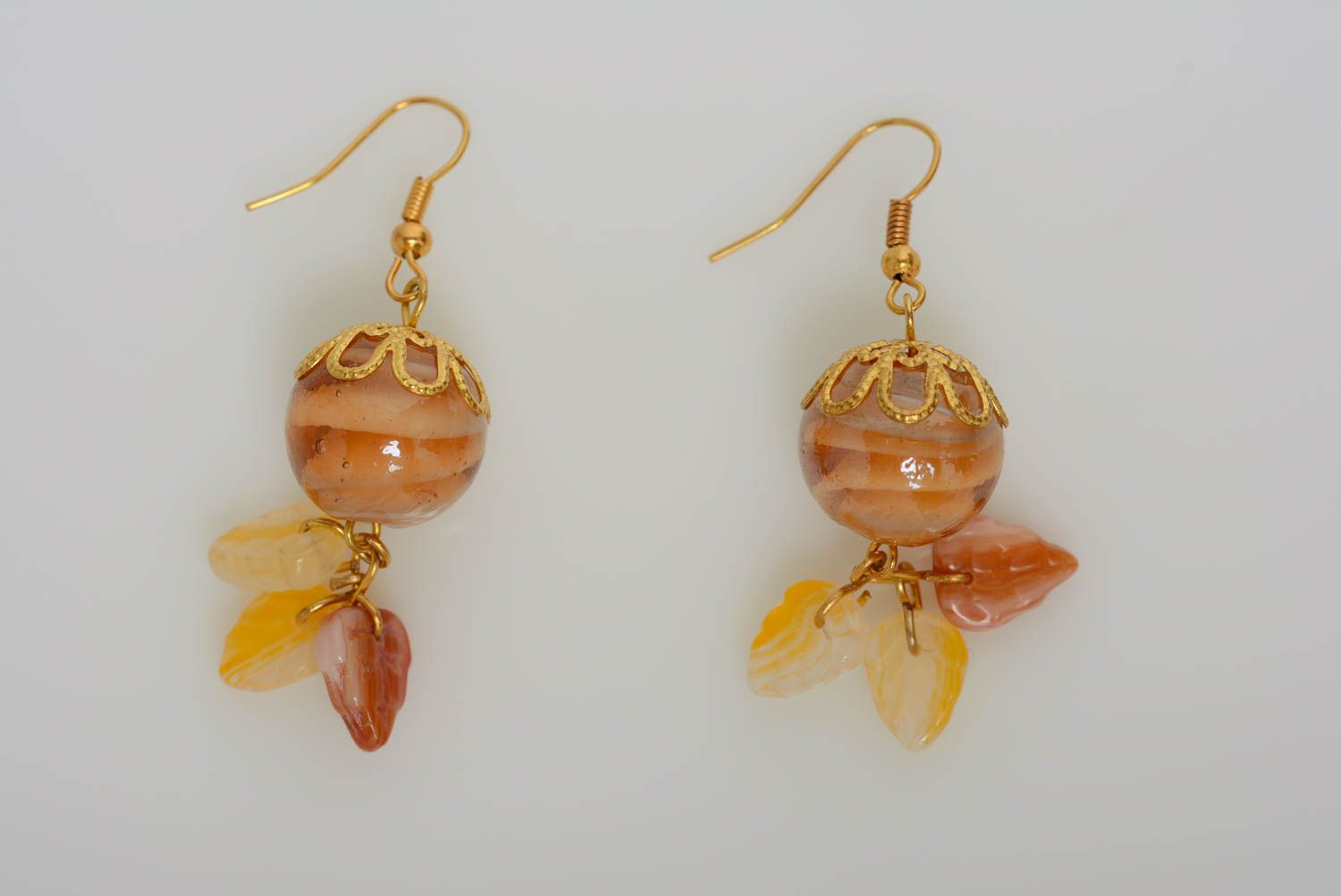 Unusual beautiful handmade women's designer glass ball earrings photo 4