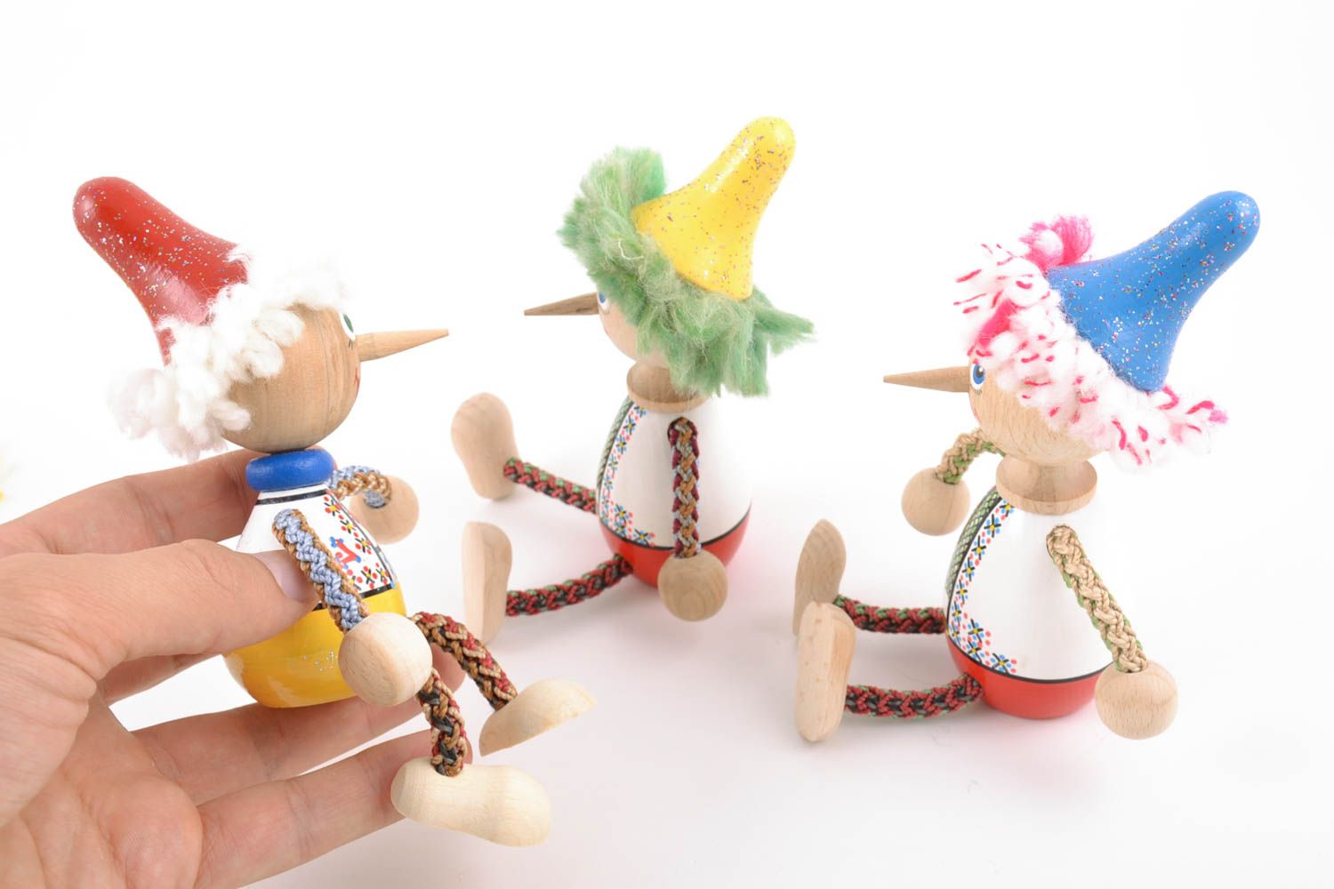 Juguetes de madera pequeños artesanales conjunto de 3 piezas para decorar casa y jugar foto 2