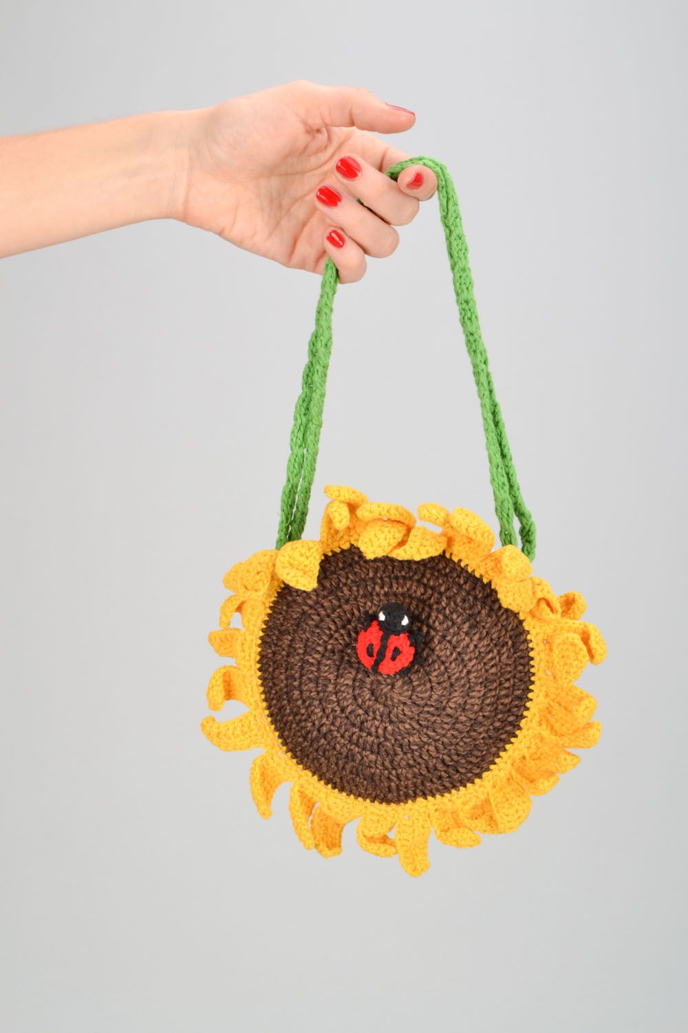 Gehäkelte Kindertasche Sonnenblume foto 1