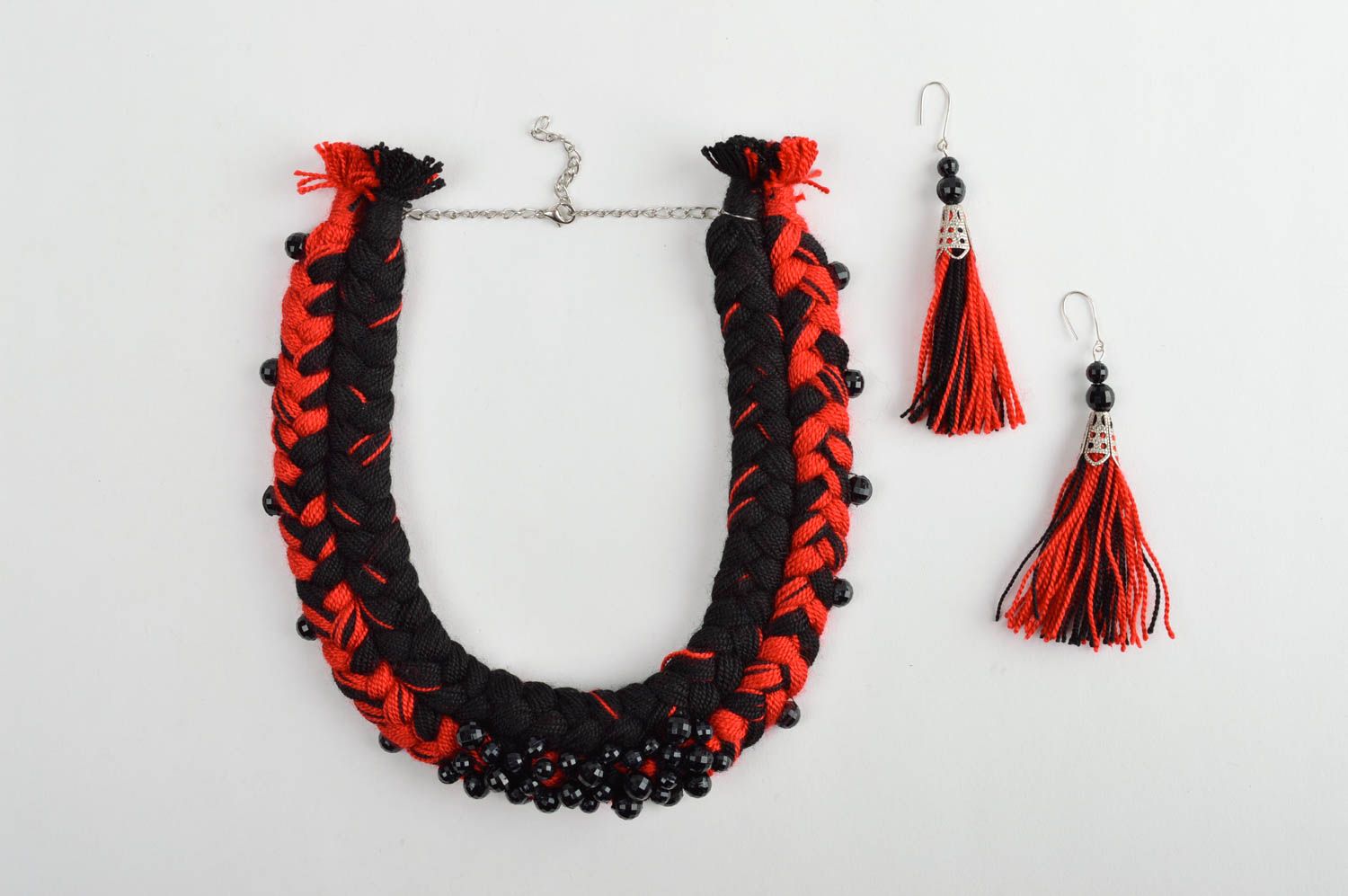 Textile unusual necklace handmade stylish accessories beautiful jewelry photo 2