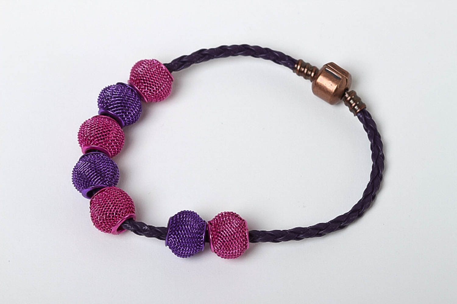 Женский браслет ручной работы браслет из шнура модная бижутерия фиолетовая фото 2