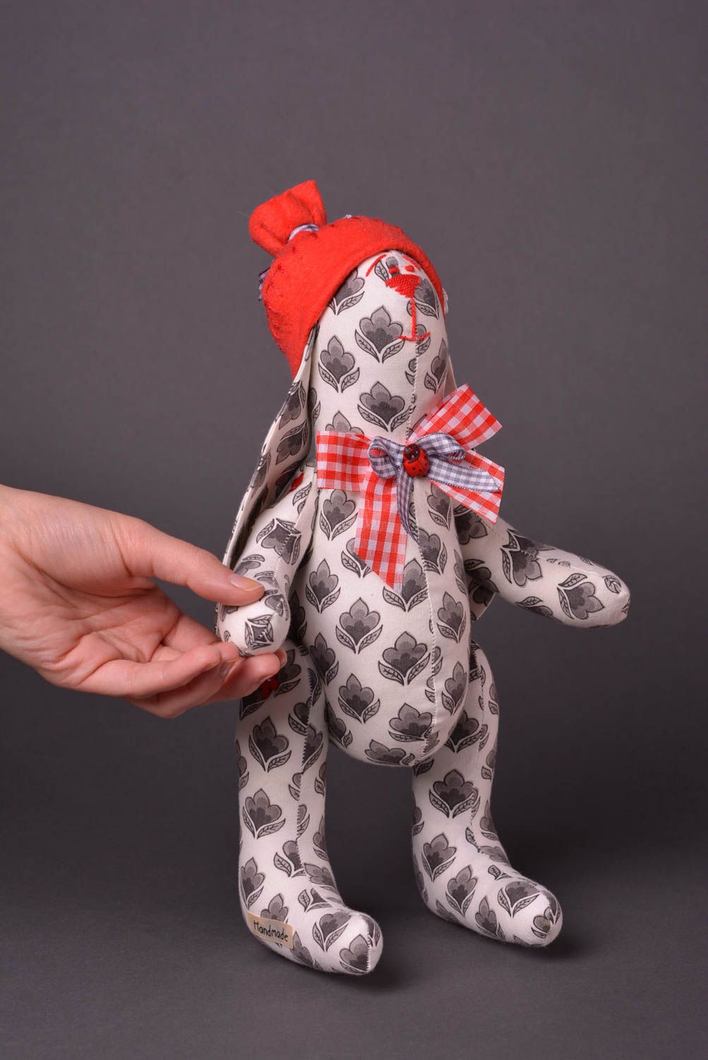 Игрушка заяц ручной работы авторская игрушка стильный подарок тканевый фото 2