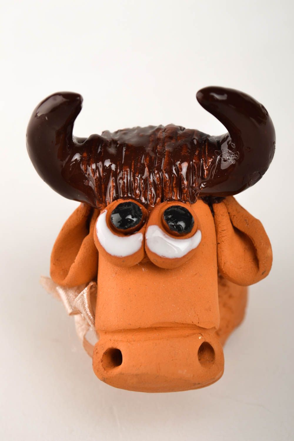 Handmade Deko Keramik Tier Geschenk Idee kleine Dekofigur Kuh aus Ton  foto 2
