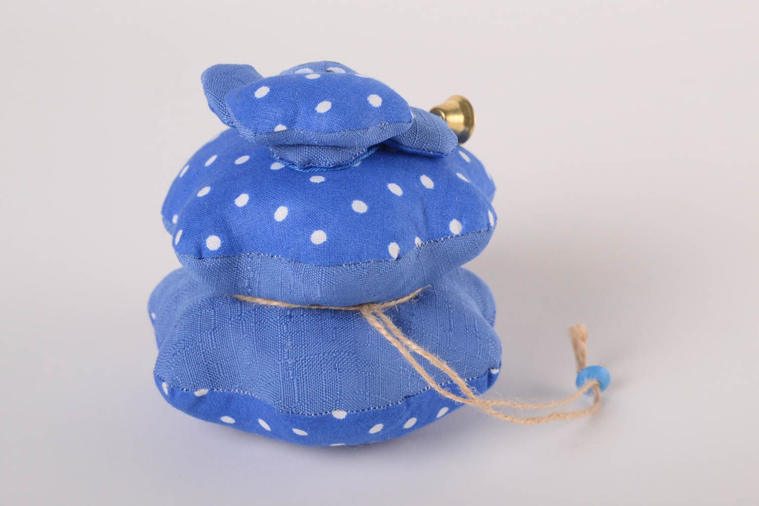 Blaues Kuschel Tier handmade gepunktetes Stoff Kuscheltier Geschenk für Kinder  foto 3