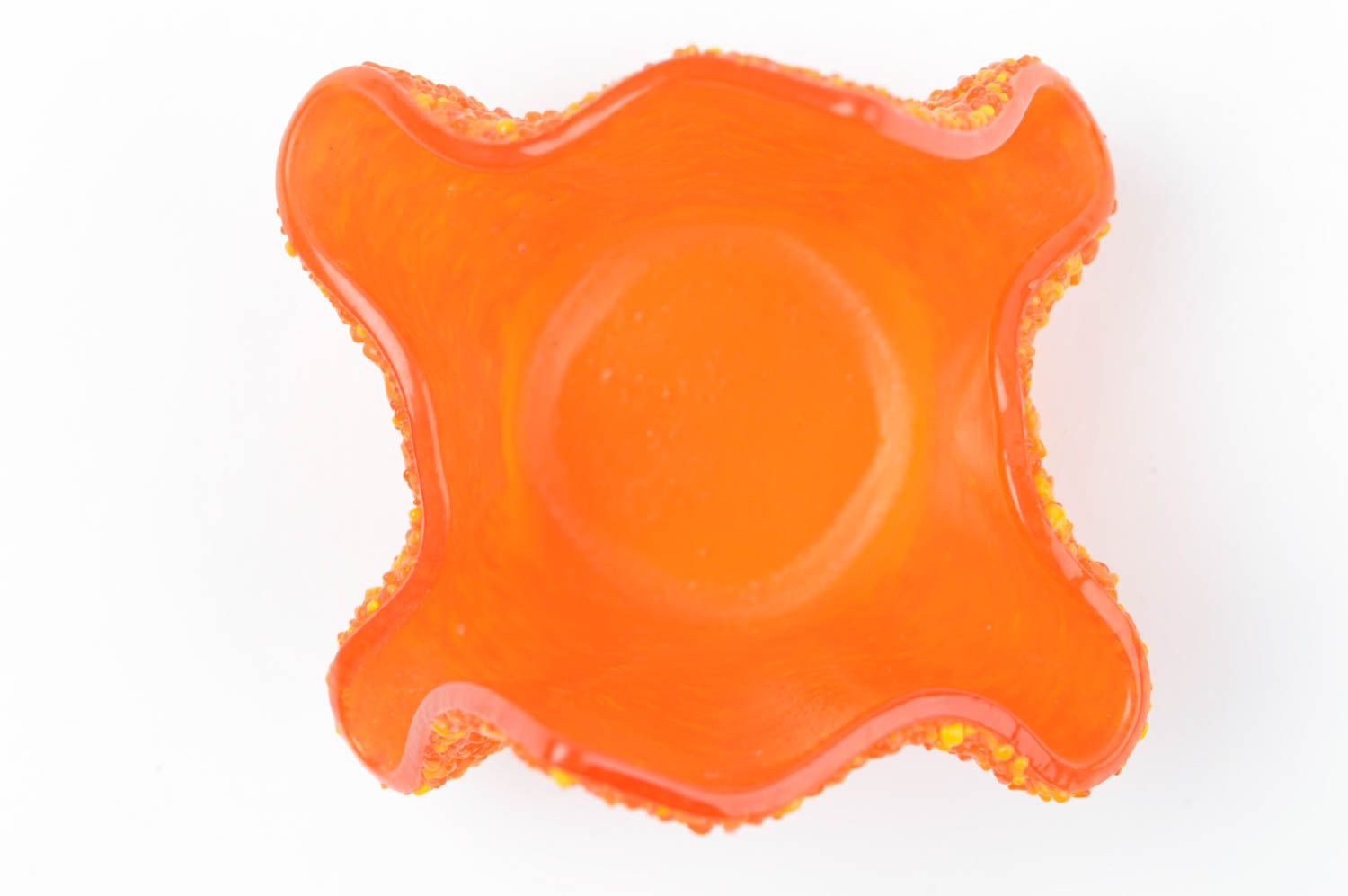 Bougeoir design Support bougie fait main en verre jaune-orange Cadeau original photo 4