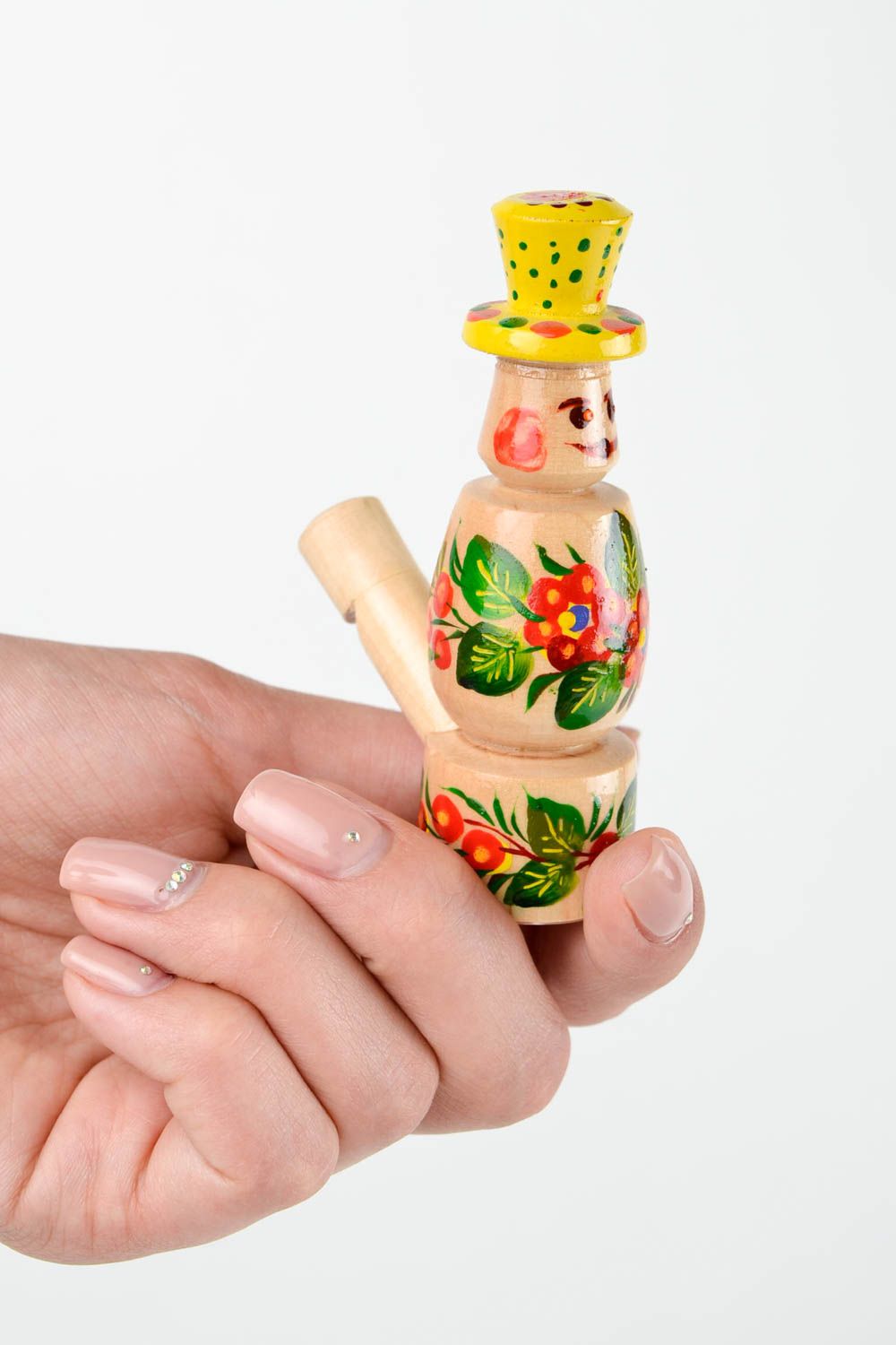 Сувенир из дерева ручной работы подарок ребенку расписная игрушка свистулька фото 2