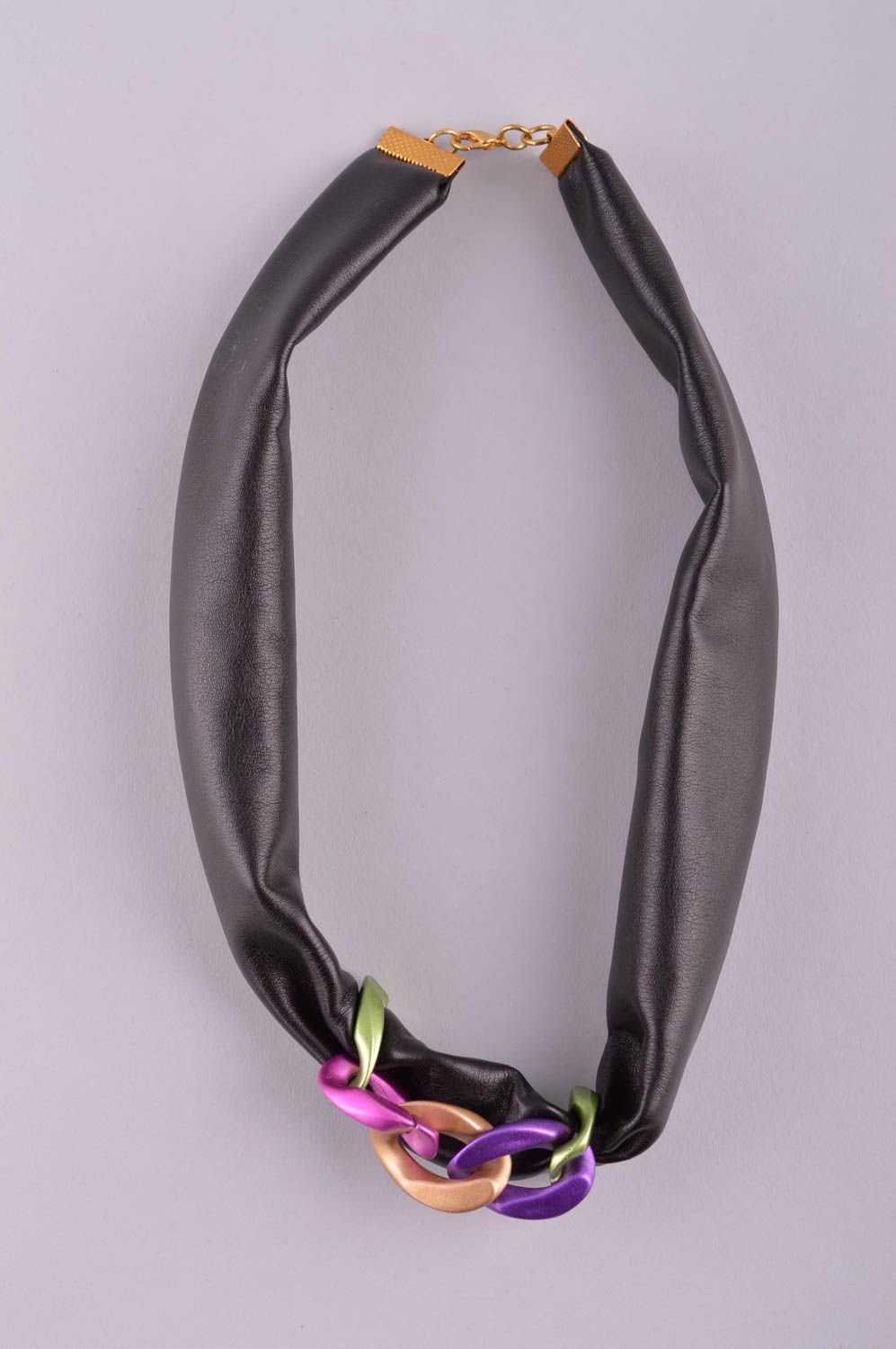 Collar artesanal bisutería fina accesorio femenino de cuero artificial foto 2