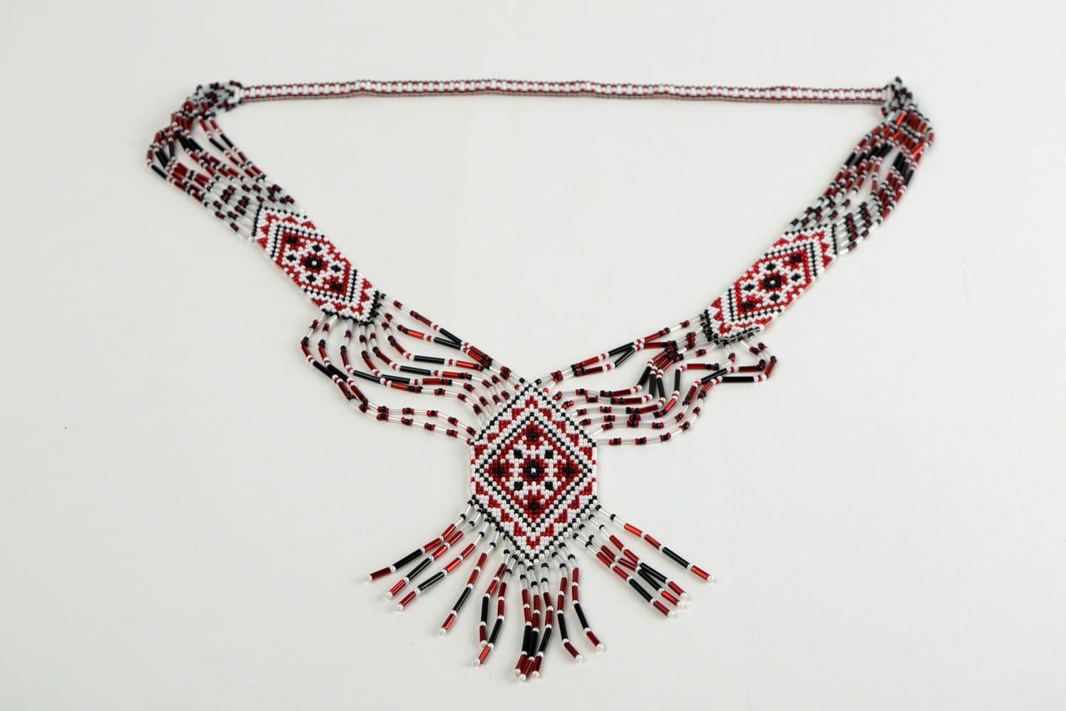 Ethnic handmade accessory beaded necklace elite fashion jewelry long gerdan photo 5